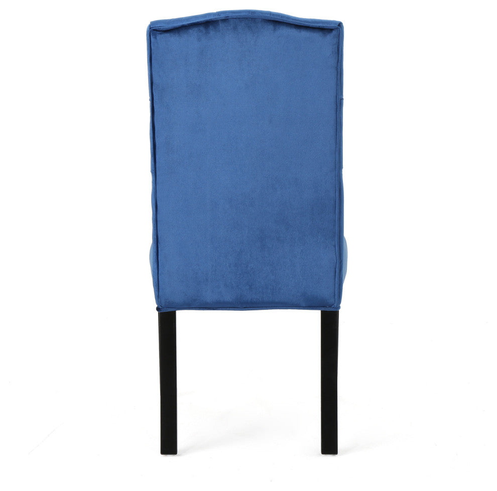 GDF Studio Joyce Traditional Crown Top New Velvet Dining Chairs, Set of 2, Navy Blue