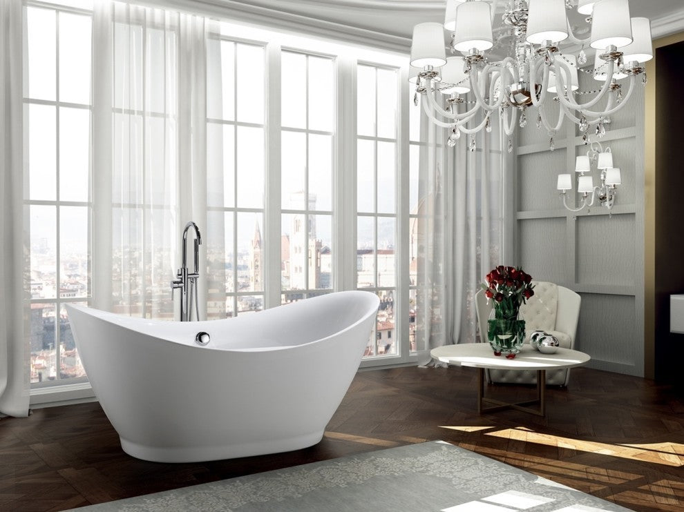 Salerno 68" Freestanding Bathtub, Glossy White