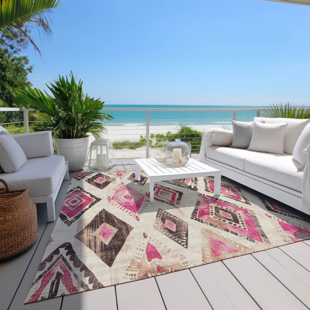 Machine Washable Indoor/Outdoor Chantille ACN1861 Linen 5' x 7'6" Rug