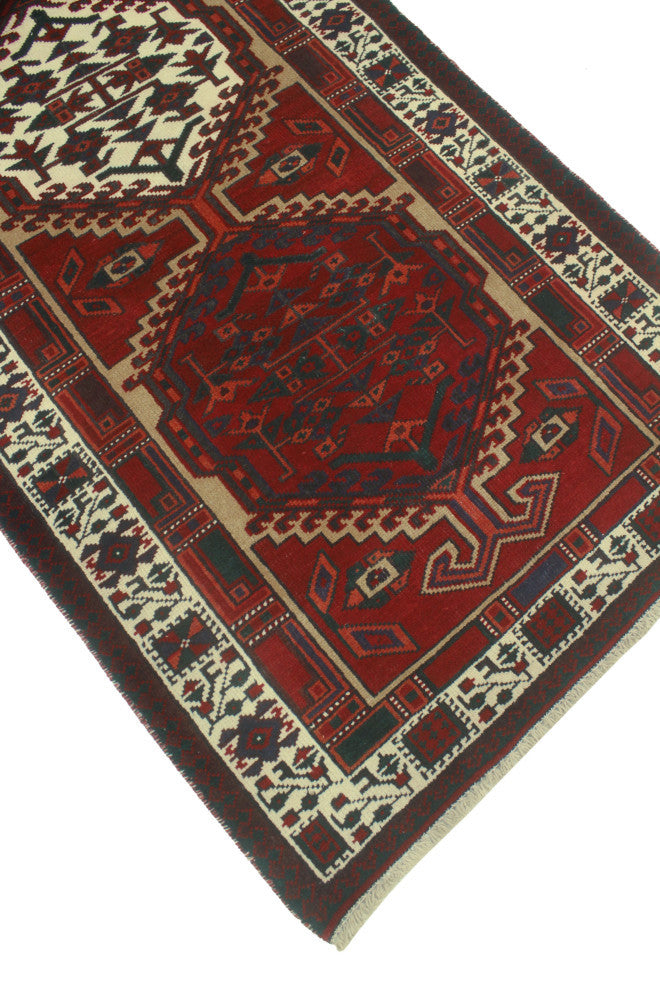 Fine Vintage Distressed Cadi Red/Ivory Runner, 3'2x10'10