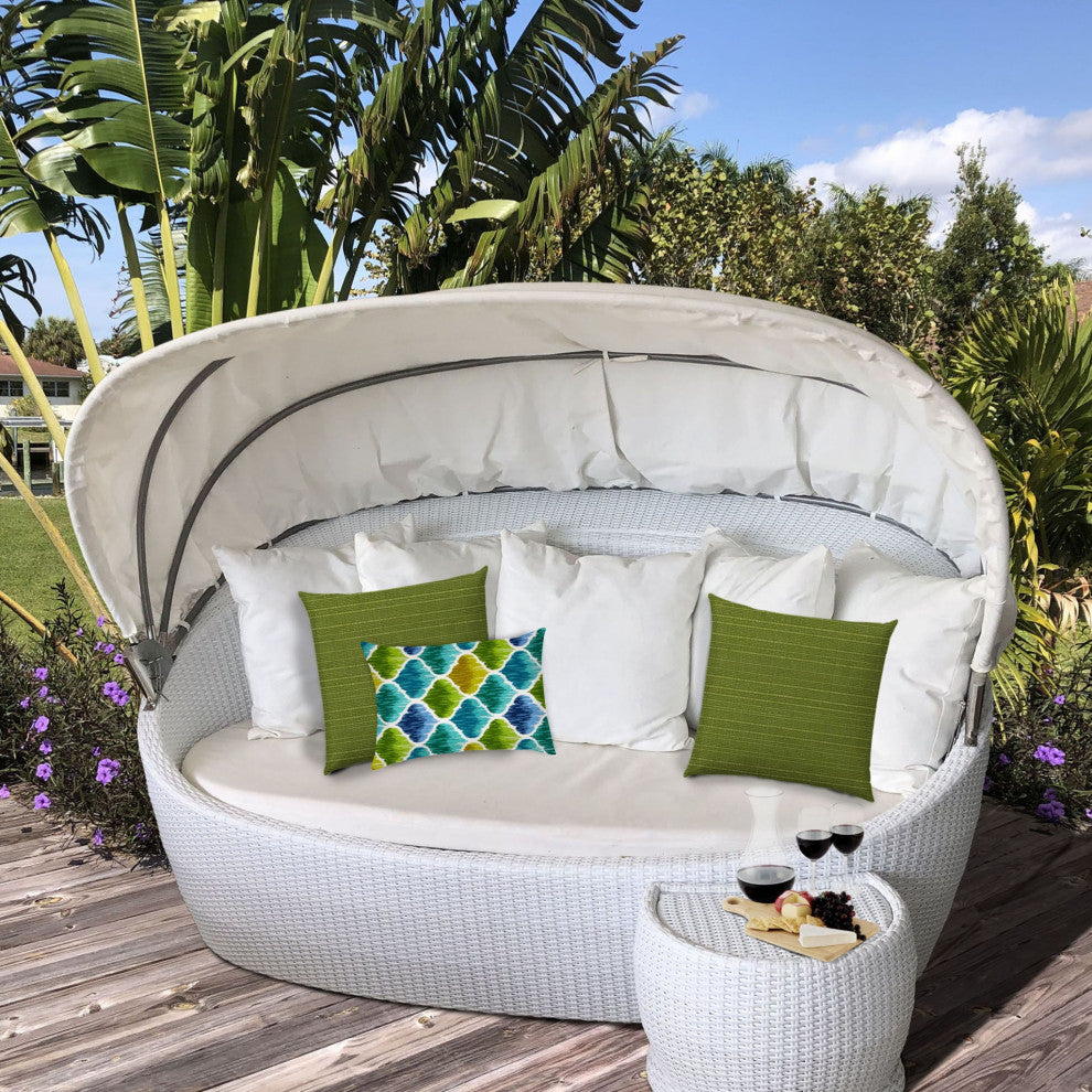 3-Piece Set Green Trellis Indoor Outdoor Sewn Pillows