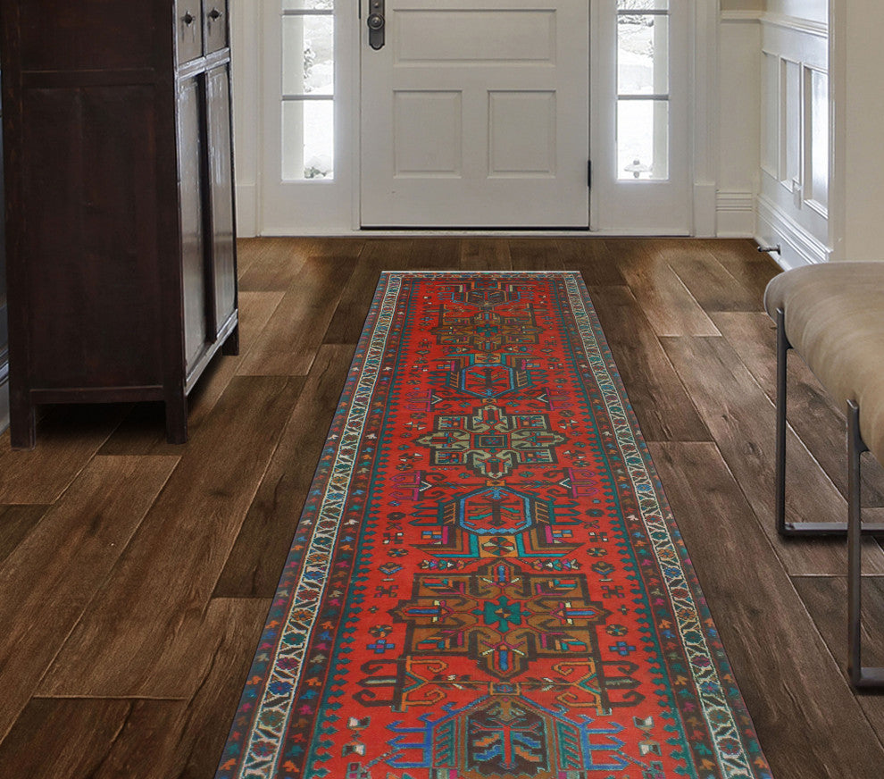 Fine Vintage Distressed Aline Red/Beige Runner, 3'1x12'5