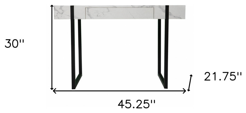 45" White And Black Writing Desk