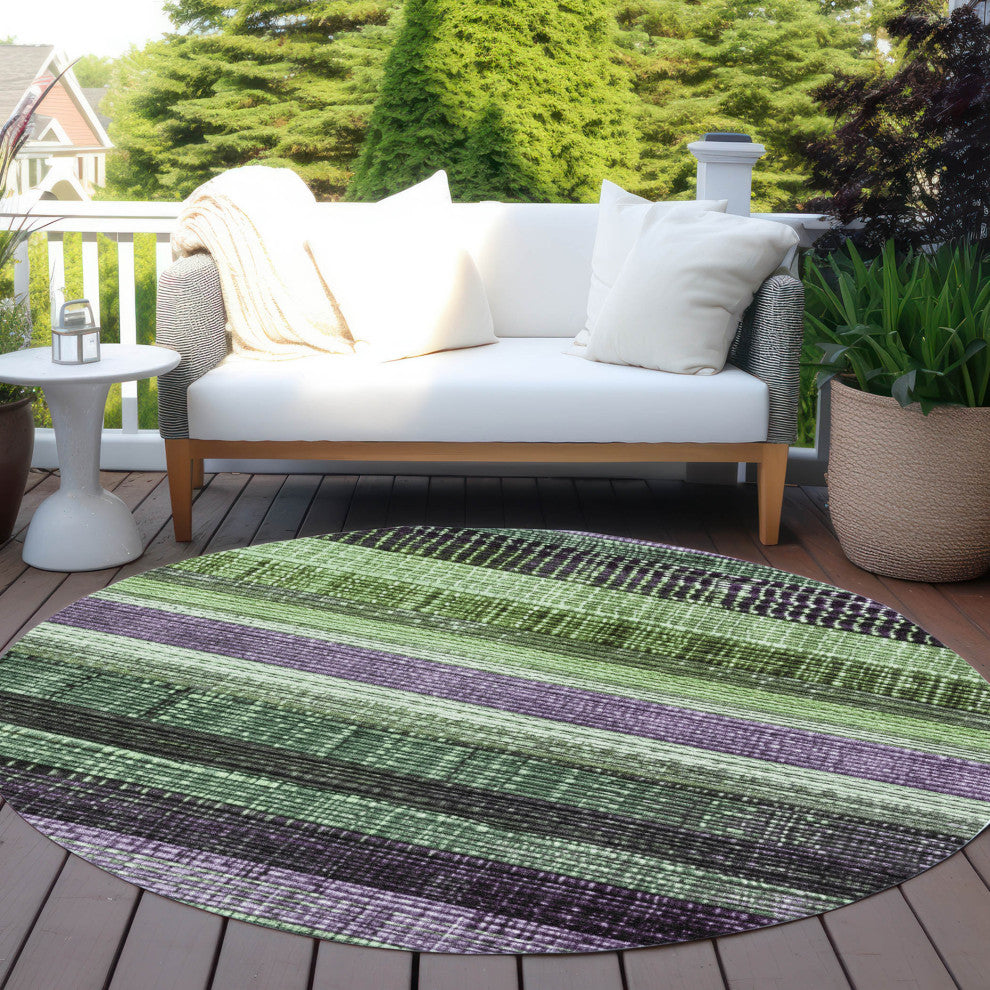 Machine Washable Indoor/Outdoor Chantille ACN1873 Purple 8' x 8' Round Rug