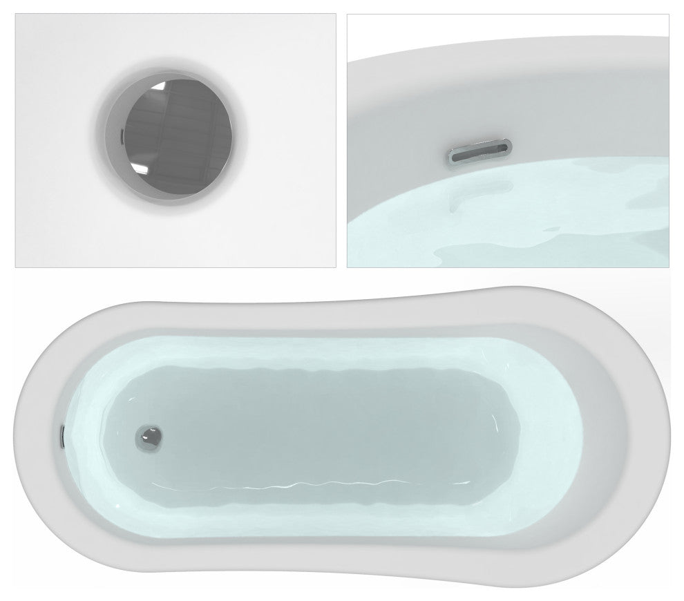 HEATGENE Acrylic Freestanding Bathtub Vintage Bathtub Contemporary, 55 Inches