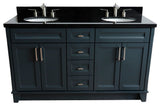 61" Double Sink Vanity, Dark Gray Finish And Black Galaxy Granite