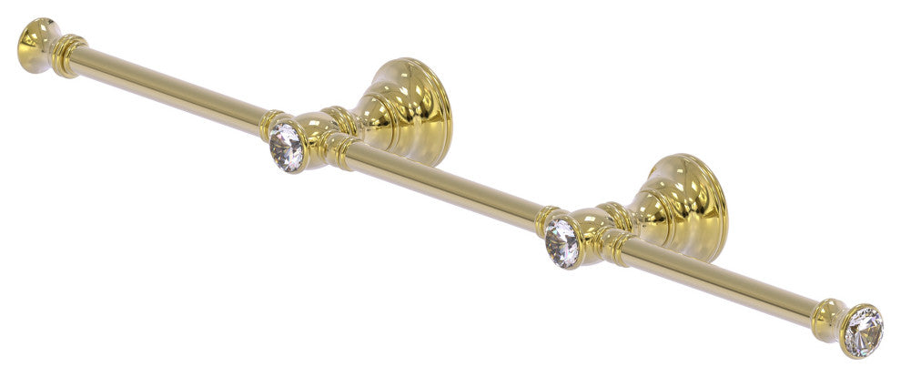 Carolina Crystal 3 Arm Guest Towel Holder, Unlacquered Brass