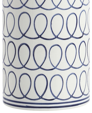 Loop 28.75" Ceramic Modern Column LED Table Lamp, Blue/White by JONATHAN  Y