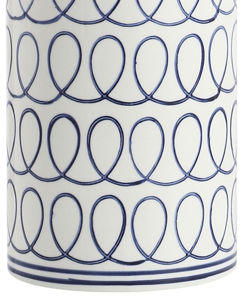 Loop 28.75" Ceramic Modern Column LED Table Lamp, Blue/White by JONATHAN  Y