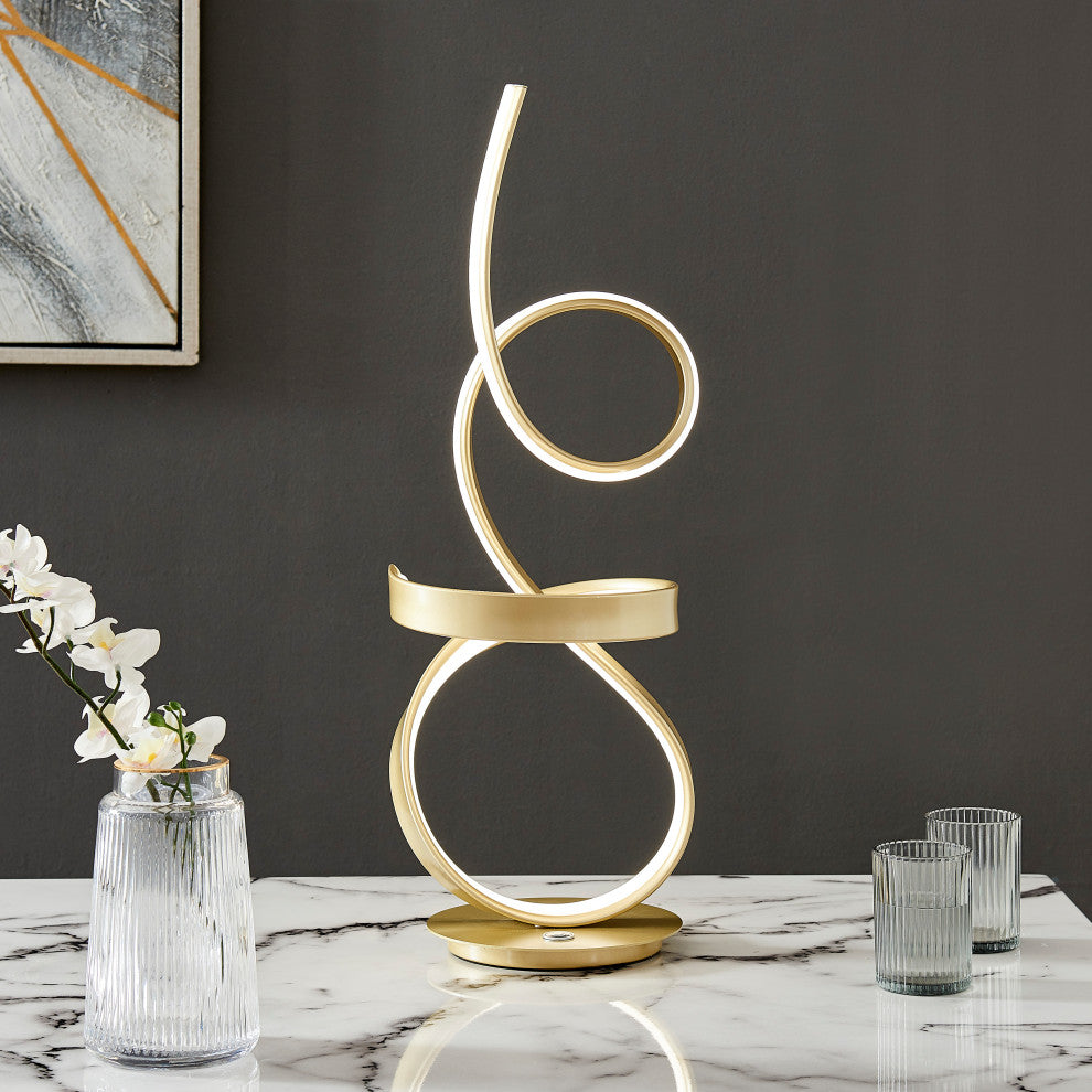 Amsterdam Dimmable Integrated LED Table Lamp with Touch Dimmer, Gold
