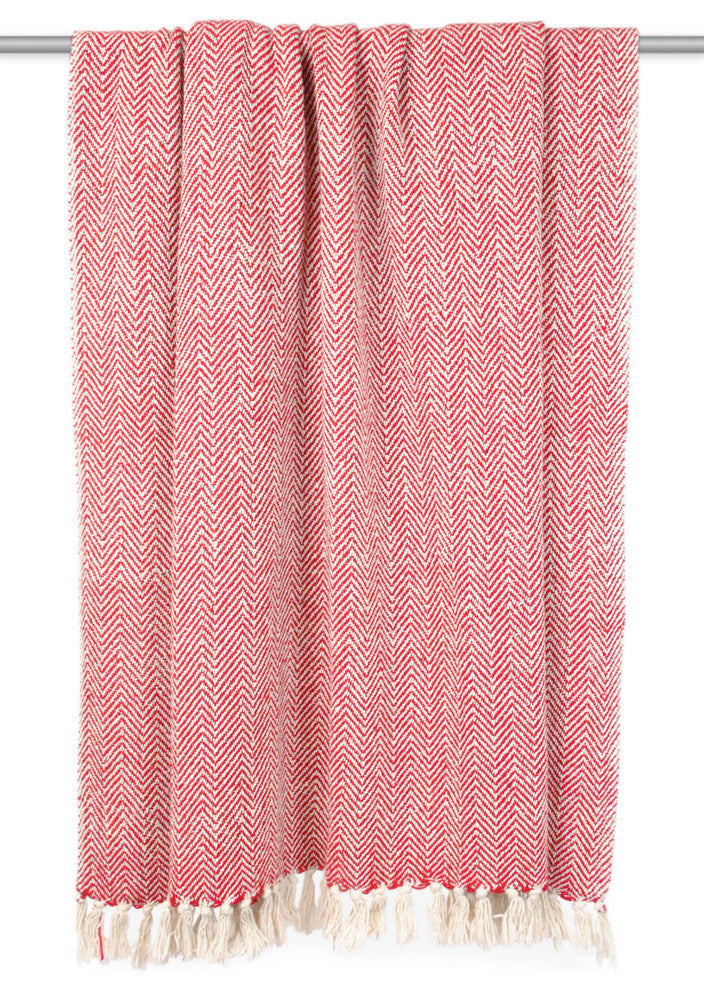 Tango Red Chevron Handloom Throw