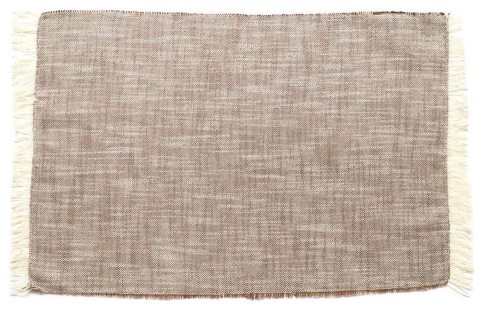 Set of Eight Tawny Brown Woven Textured Placemats