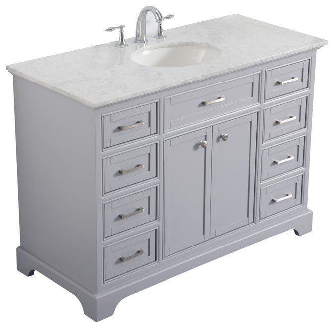 Amber Single Bathroom Vanity, Blue, Light Grey, 48"