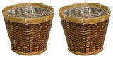 2 Pcs Natural Two Toned 6" Bamboo Pot W/ Soft Liner