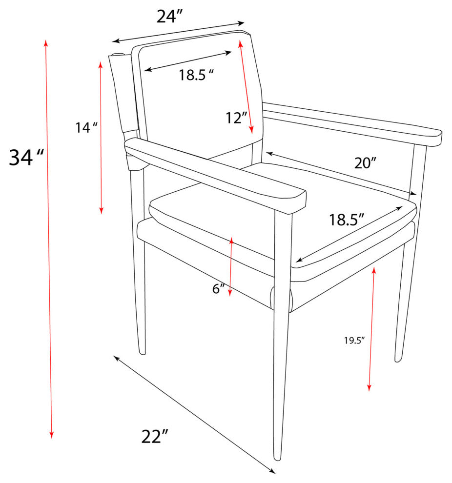 Pasargad Home Capri Top Grain Leather Dining Chair with Armrests