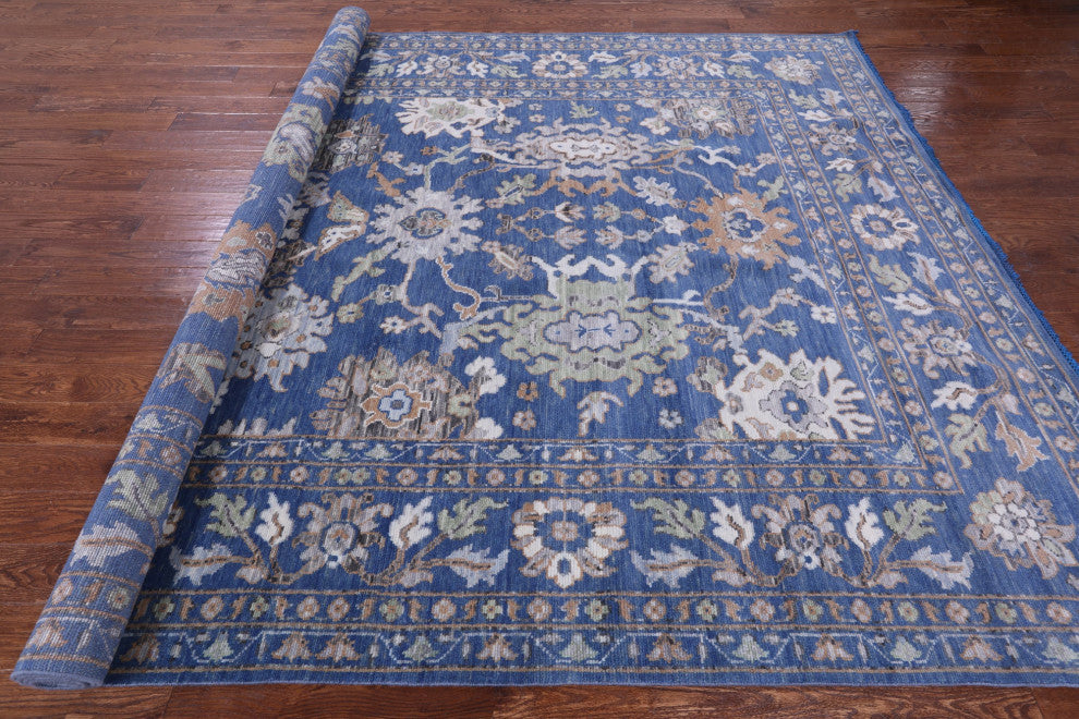 Hand-Knotted Turkish Oushak Wool Rug 9' 1" X 12' 3" - Q15949