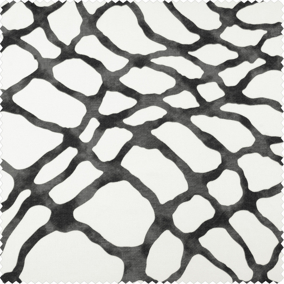 Ellis Black Printed Cotton Twill Sample Swatch, 4Wx4L