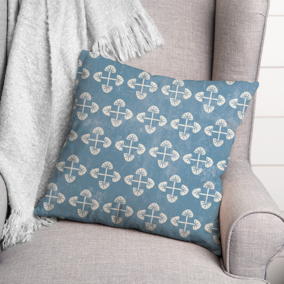 Blue Tribal Pattern 18x18 Spun Poly Pillow