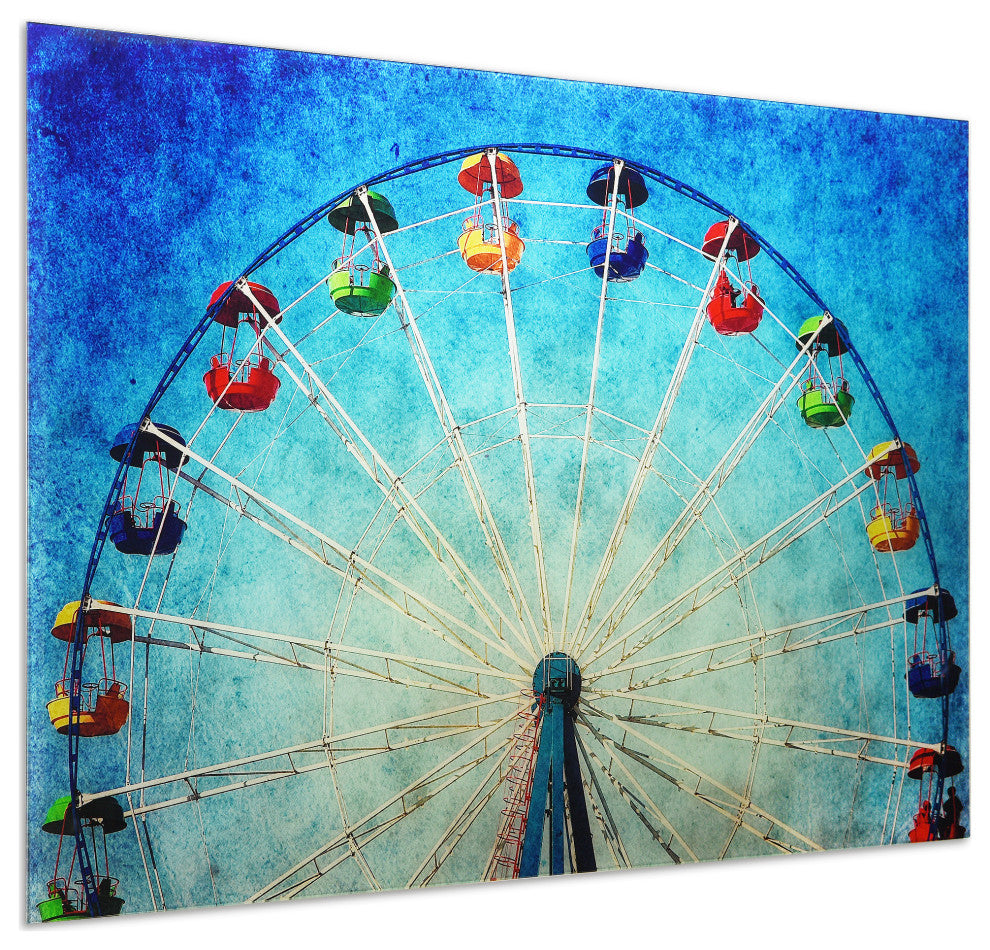 Ferris Wheel Wall Art Tempered Glass Contemporary Artwork 48" x 32"