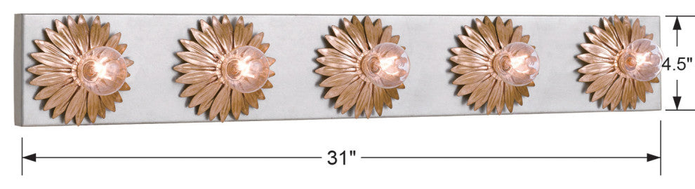 Crystorama Lighting Group 508-SA Broche 5 Light 31"W Vanity Strip - Antique