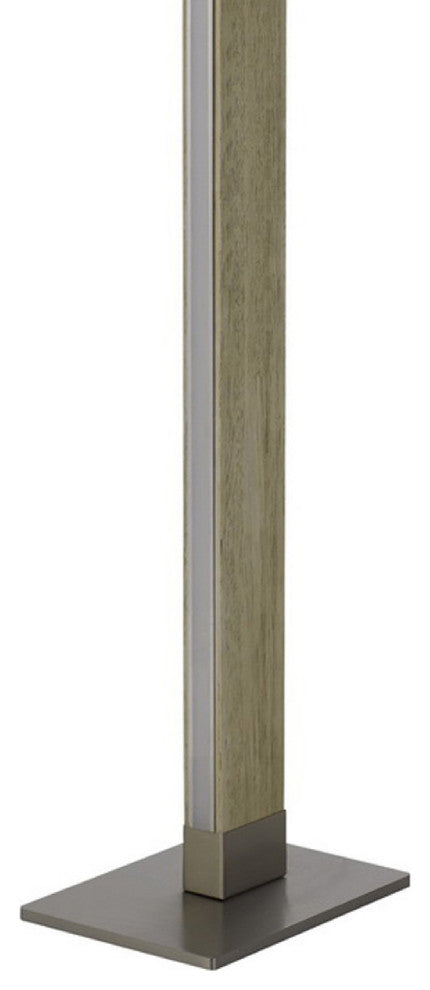 61 Inch Wood Floor Lamp Dimming LED Column, Brown