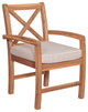 Set of 2 Patio Dining Chair, Acacia Wood Frame With UV Resistant Cushions, Brown
