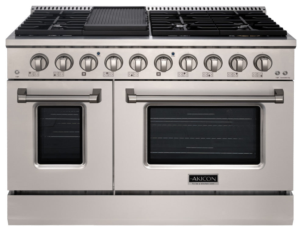48" Slide-in Freestanding Gas Range & 6.7 Cu. Ft. Oven,8 Burners.Stainless Steel, Stainless Steel, 48"