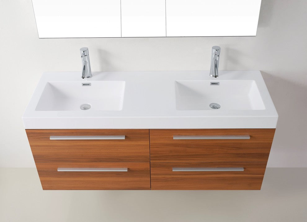 Finley 54" Double Bathroom Vanity Set, Plum, Polished Chrome Faucet