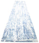 Hand Knotted Denim Blue Abstract Design Wool and Real Silk Runner Rug 3'8"x17'2"