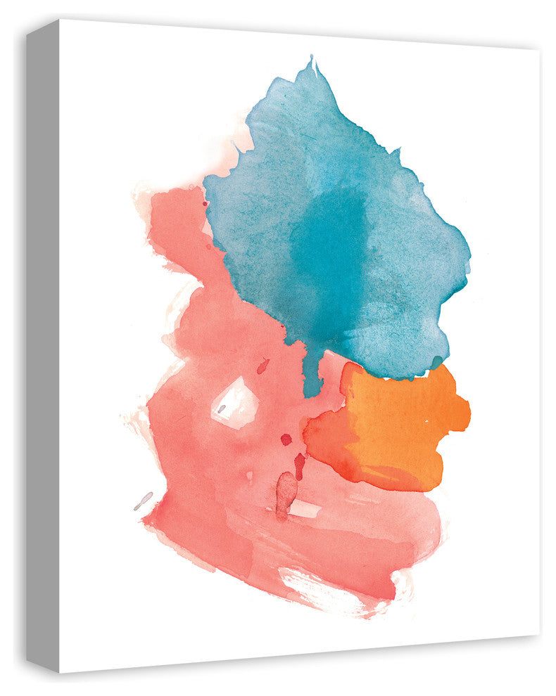 Blue, Pink and Orange Watercolor Splotch 16x20 Canvas Wall Art