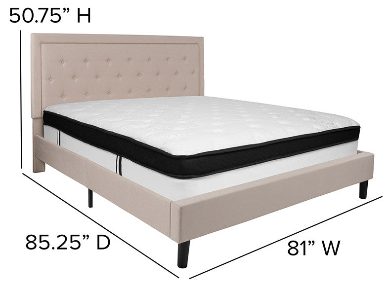 King Platform Bed Set-Beige