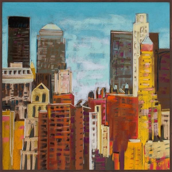 "From Brooklyn Bridge 4" Floater Framed Painting Print on Canvas, 12"x12"