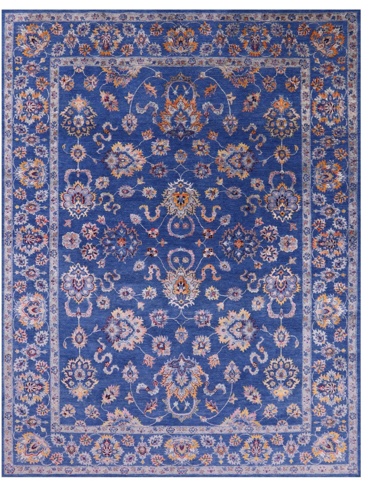 9' 1" X 11' 11" Wool and Silk Persian Hand Knotted Rug Q12089