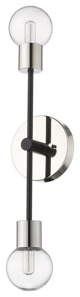 Z-Lite 621-2S Neutra 2 Light 26" Tall Wall Sconce - Matte Black / Foundry Brass