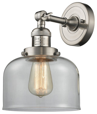 Large Bell 1-Light LED Sconce, Brushed Satin Nickel, Glass: Clear