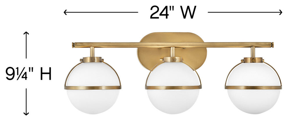 Hinkley Hollis Bathroom Vanity Light, Heritage Brass, 3 Light