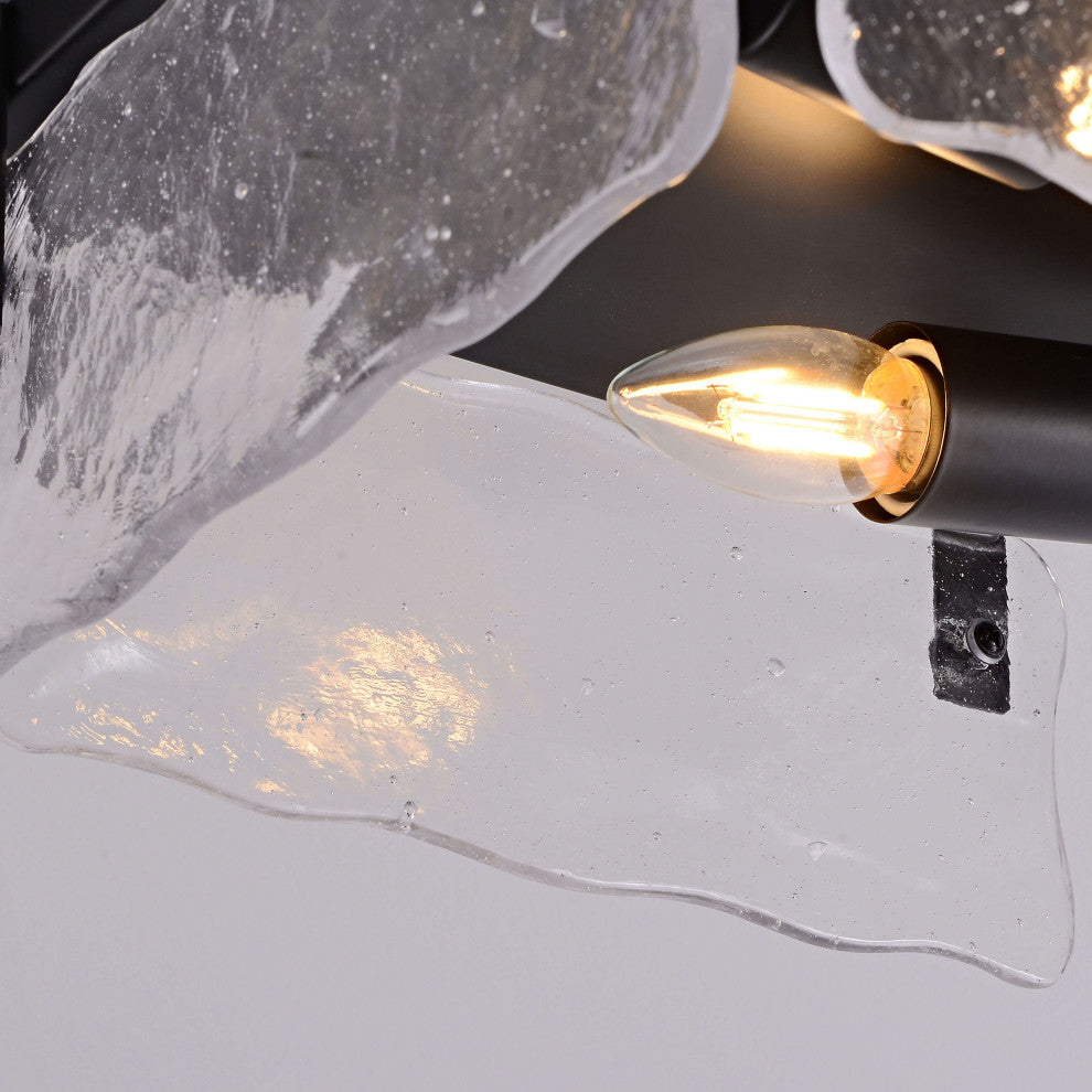 Ashley 11.8" Black 2-light Hand Crafted Glass Square Flush Mount