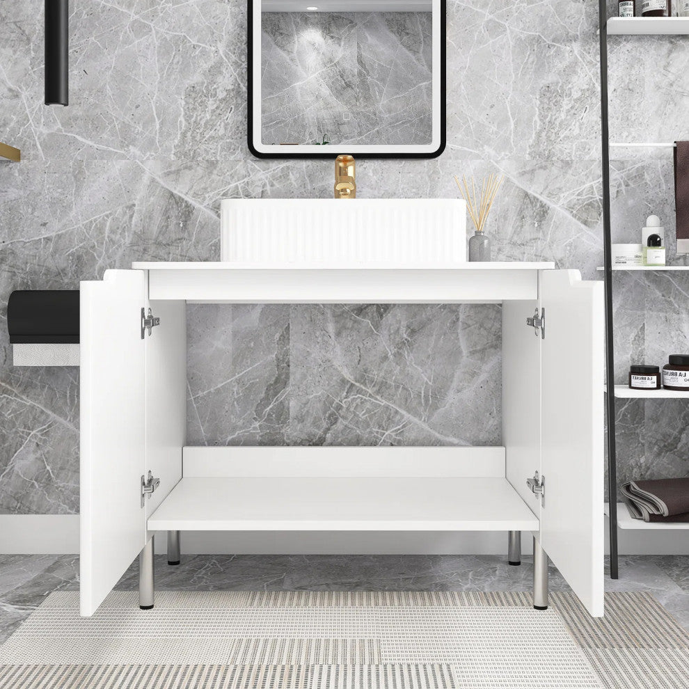 30 in. W Single Sink Freestanding Bath Vanity with Sintered Stone Top, White