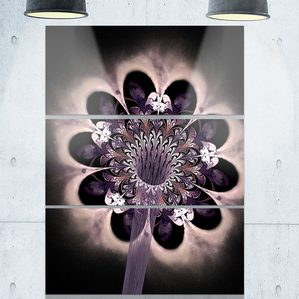 "Bright Yellow Digital Fractal Flower" Metal Wall Art, 3 Panels, 28"x36"