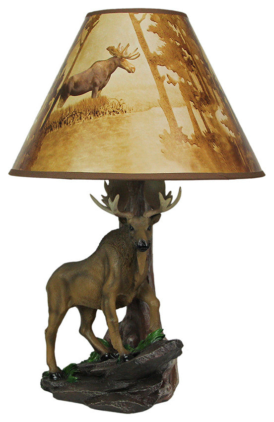 North American Bull Moose Table Lamp w/ Shade