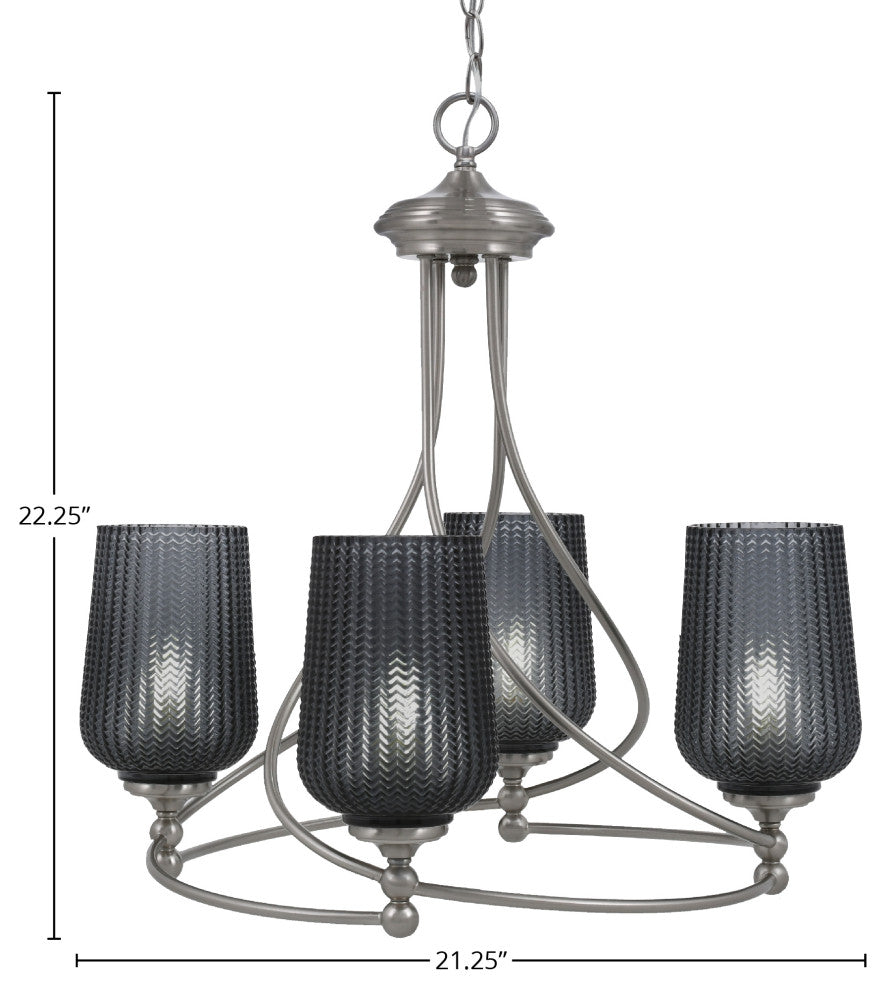 Capri 4-Light Chandelier, Brushed Nickel/Smoke Textured