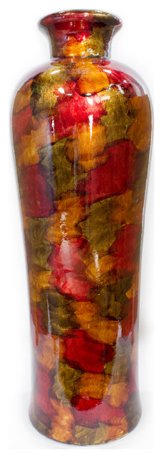 HomeRoots 12" X 12" X 32" Multi Color Ceramic Floor Vase