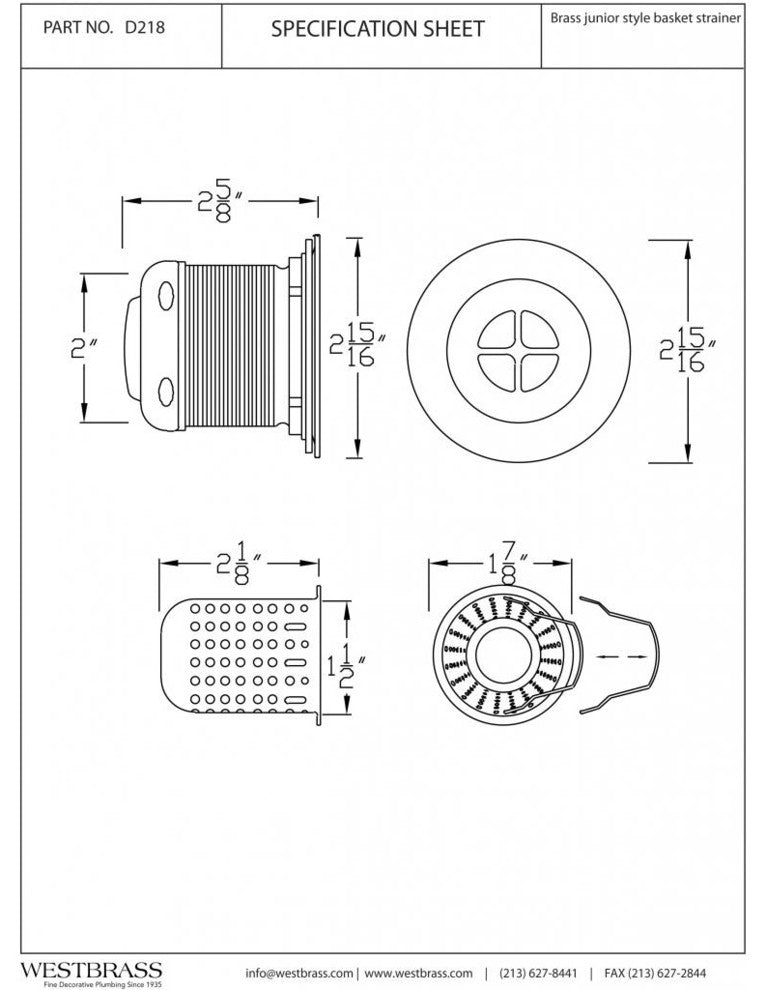 Junior Basket Style Bar Strainer, Polished Brass