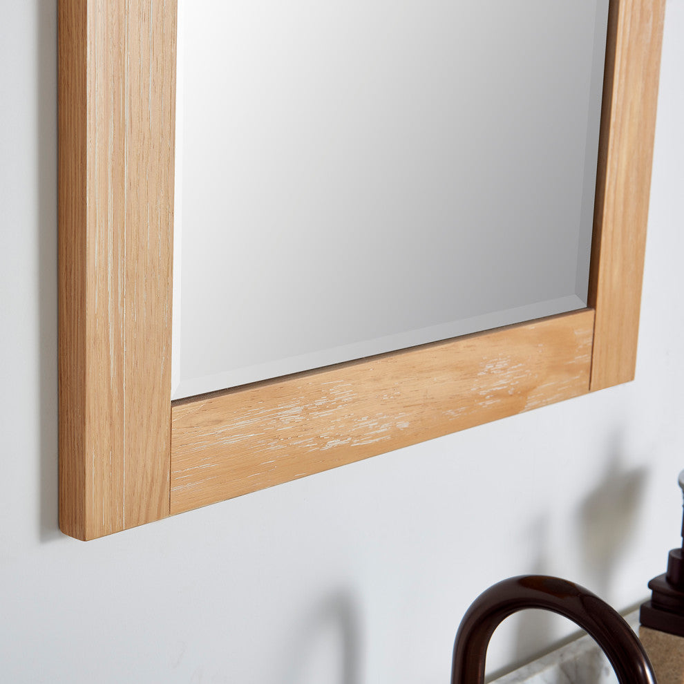 Cortes Rectangular Wall Mount Mirror, Weathered Pine, 24"
