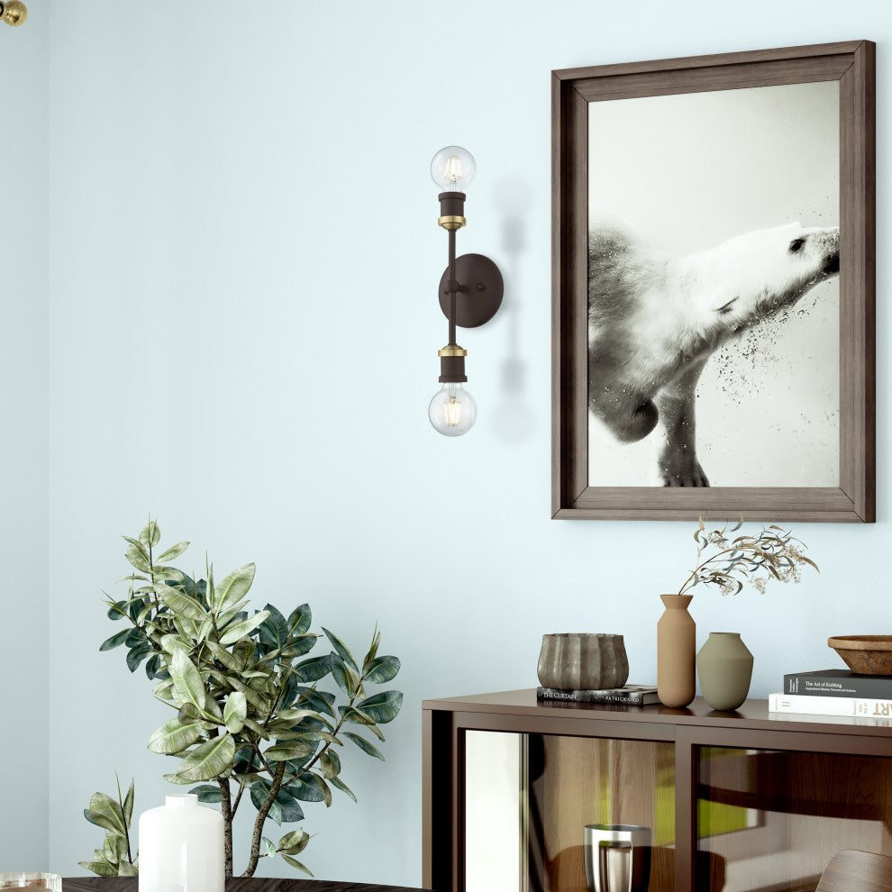 Lansdale 2 Light Bronze With Antique Brass Accents ADA Vanity Sconce