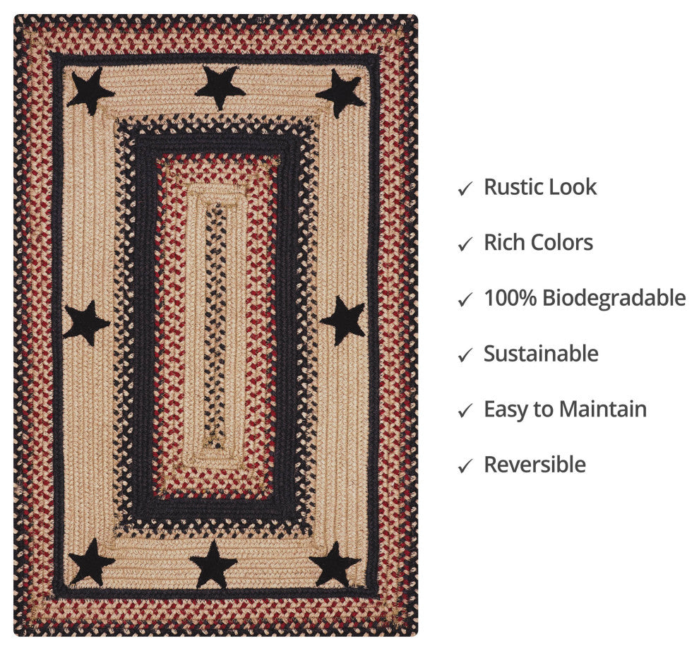 Homespice Decor 6 x 9' Rectangle Primitive Star -Gloucester Jute Braided Rug