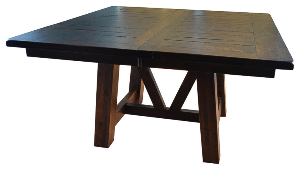 Hawthorne Rustic Cherry Square Extendable Dining Table , 60x60 2 Leaves