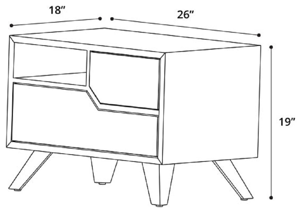Rivington Nightstand, Gray Oak, Right-Facing