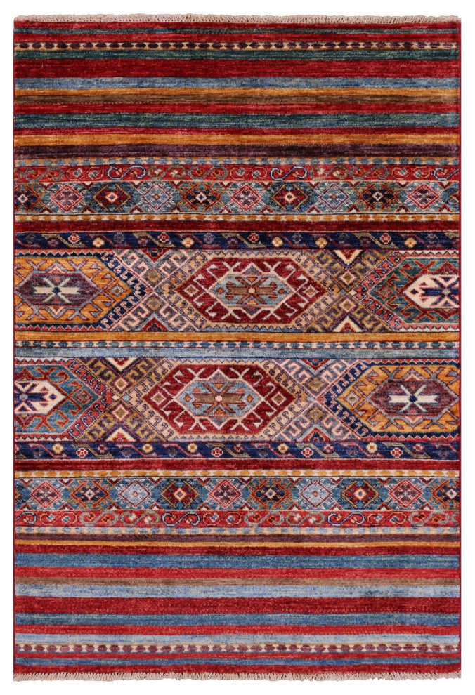 Handmade Super Kazak Khorjin Wool Rug 3' 4" X 4' 11" Q10993