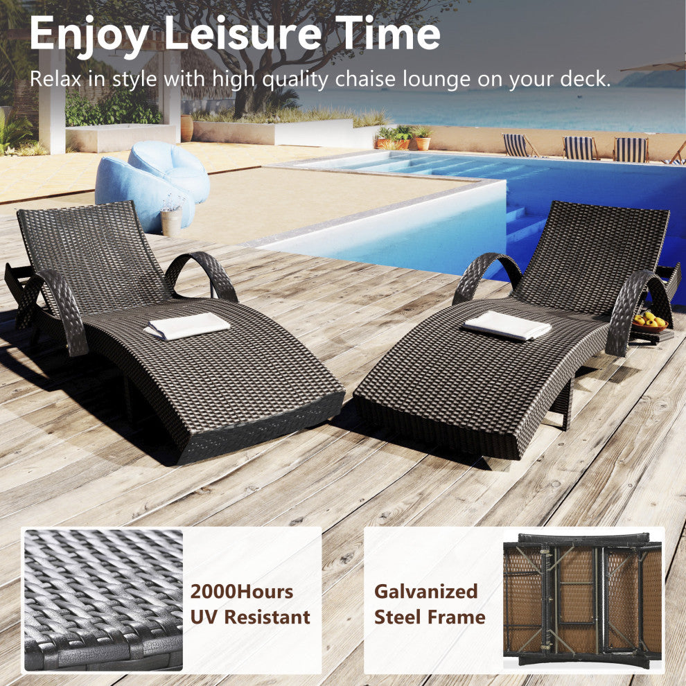 Gewnee Outdoor Wicker Chaise Lounge Chairs Set of 2